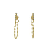 Gold zircon earrings and ball chain