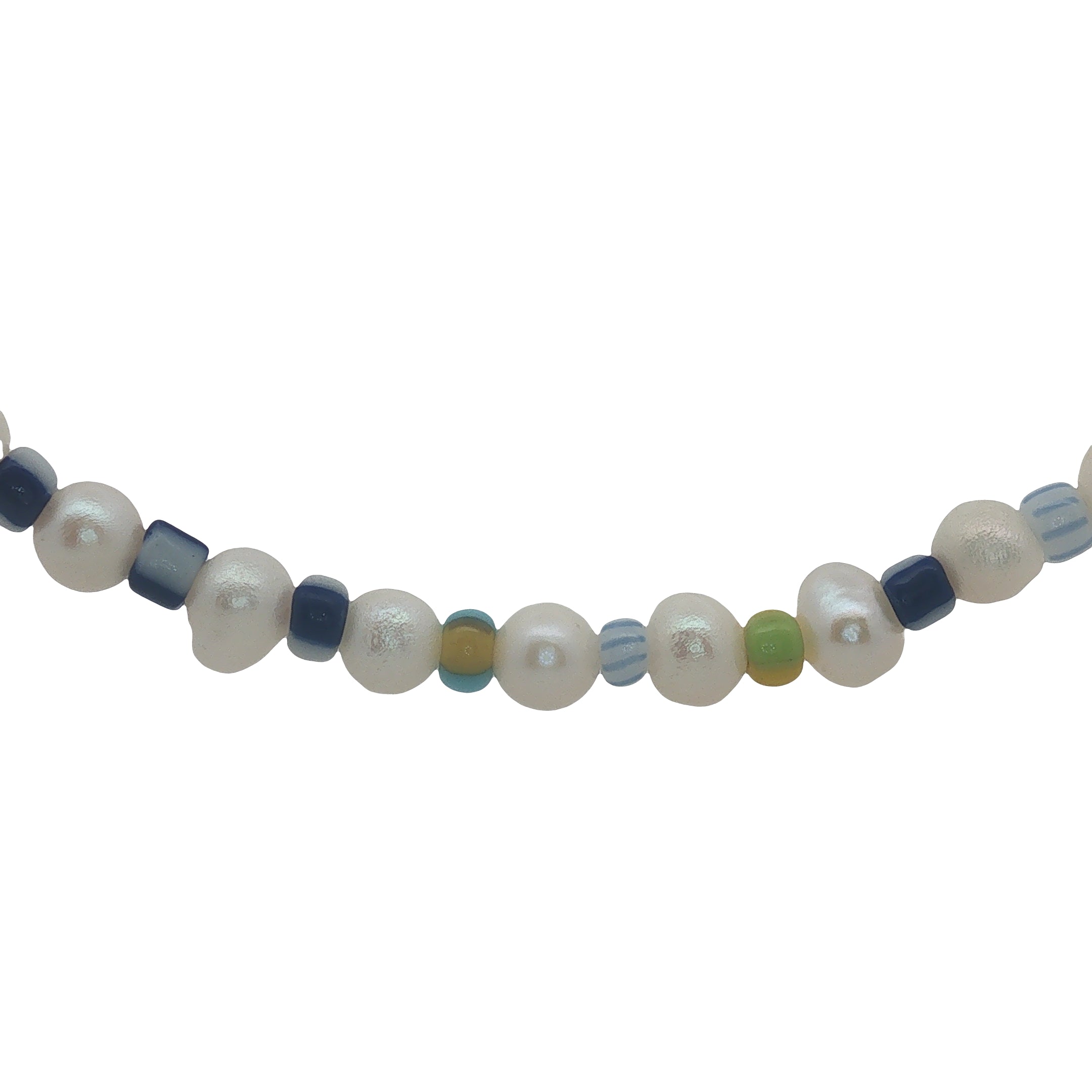Collier doré perles de culture et perles multicolores 50 cm