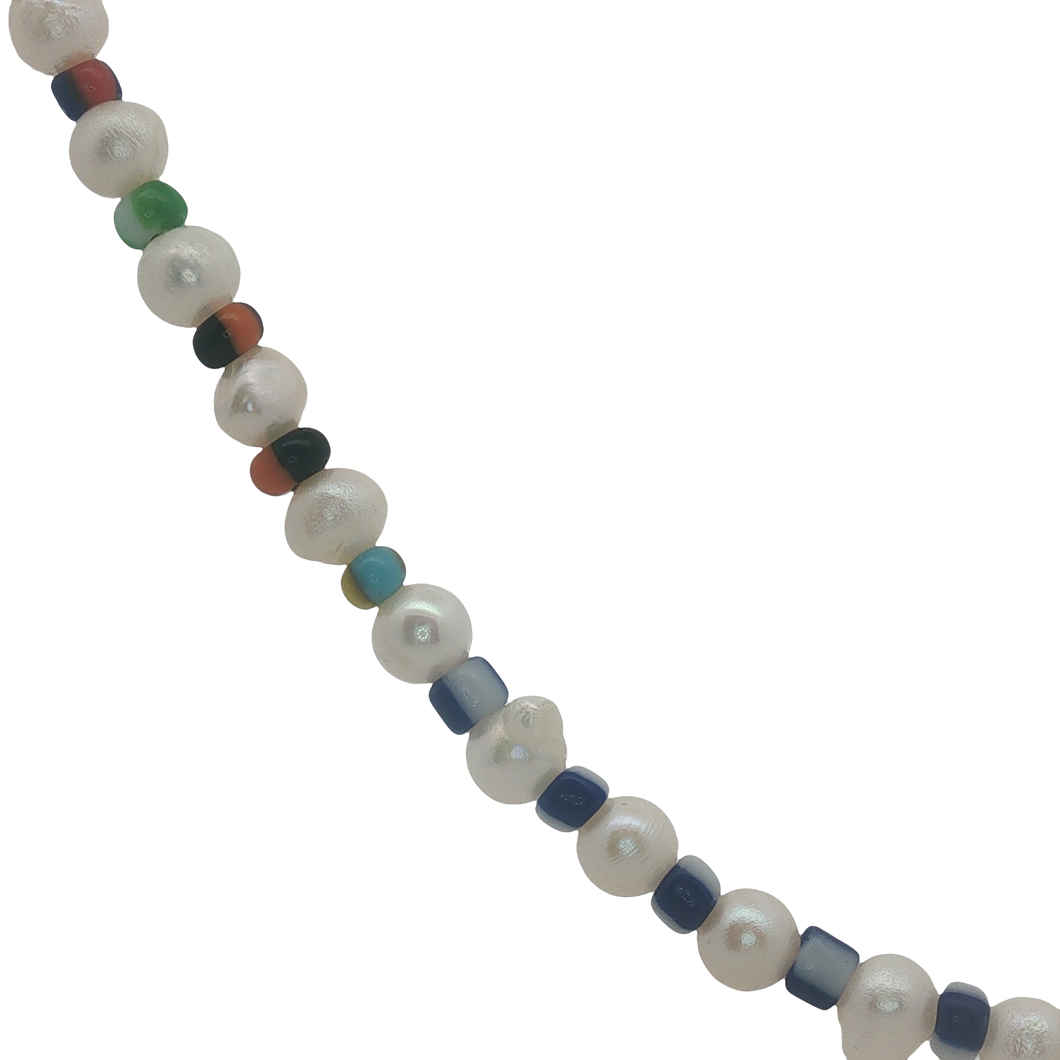 Collier doré perles de culture et perles multicolores 50 cm