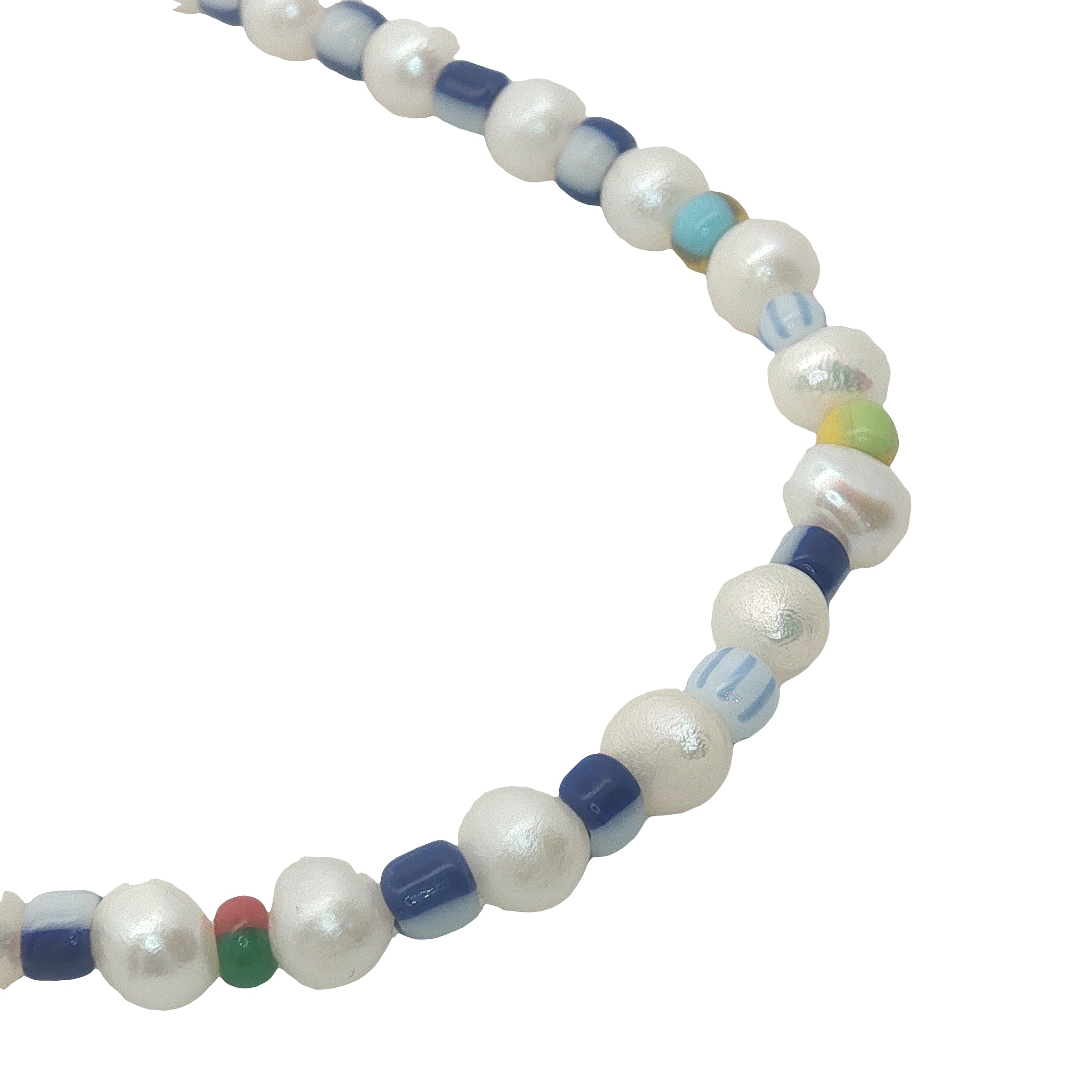 Collier doré perles de culture et perles multicolores 50 cm