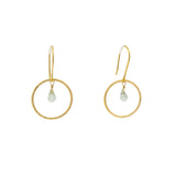 Boucles d'oreilles dorées pendantes et préhnite