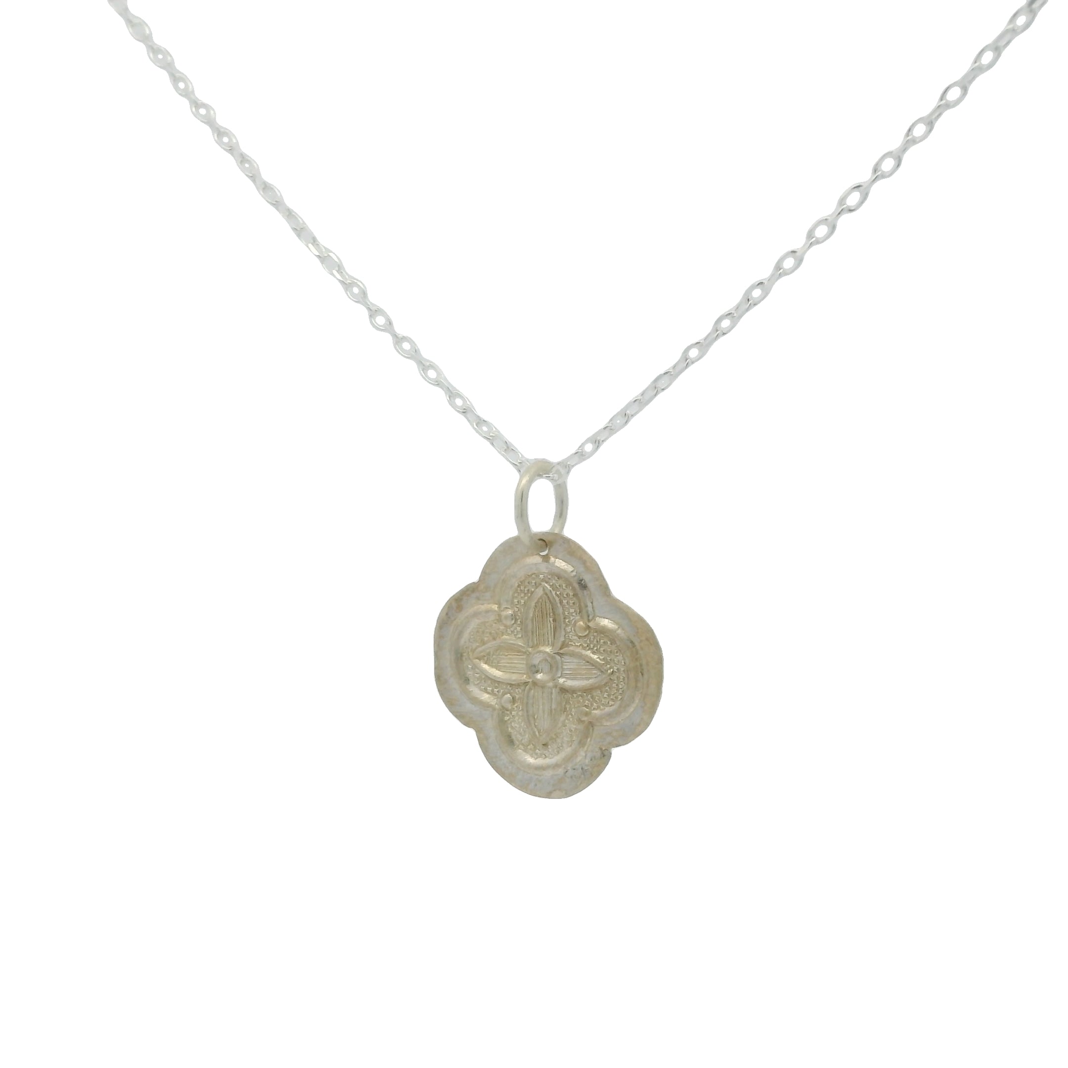 Collier argent trèfle mate 42 cm