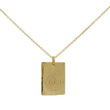 Collier doré plaque rectangle "sea sex sun" et coquillage 42cm