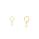 Boucles d'oreilles dorées anneau et perle de culture