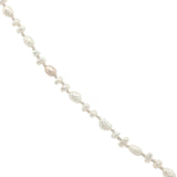 Collier doré croix en zircons petites perles de culture 42 cm