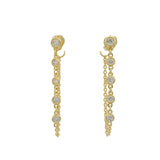 Boucles d'oreilles dorées chainette avec zircons blancs