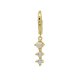Mini gold hoop earrings with pearl and zircons pendant