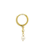 Mini creole with zircon tassel and cultured pearl