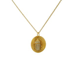 Collier doré médaille scarabée zircons 42 cm