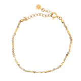 Bracelet doré en pierres naturelles et tubes dorés