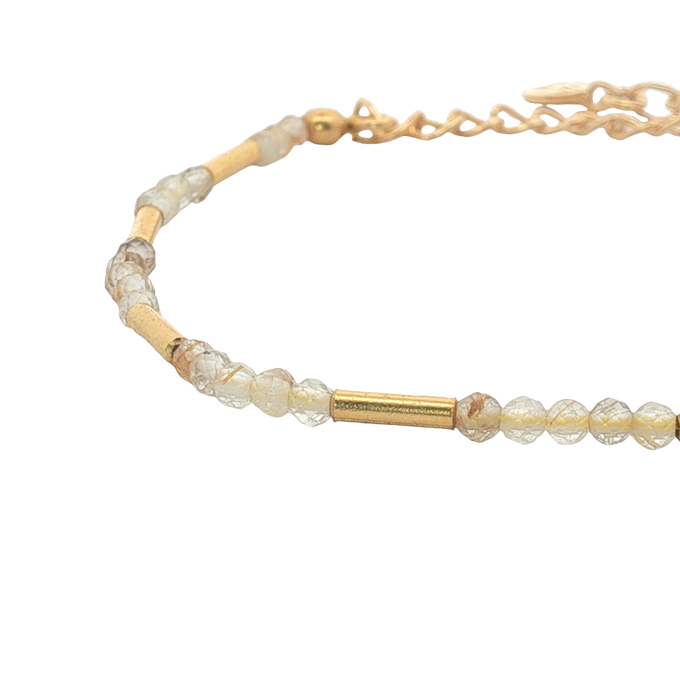Gold stone and tube bracelet