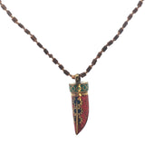 Collier corne du Tibet dorée avec émail 90 cm