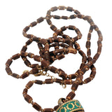 Collier corne du Tibet dorée avec émail 90 cm