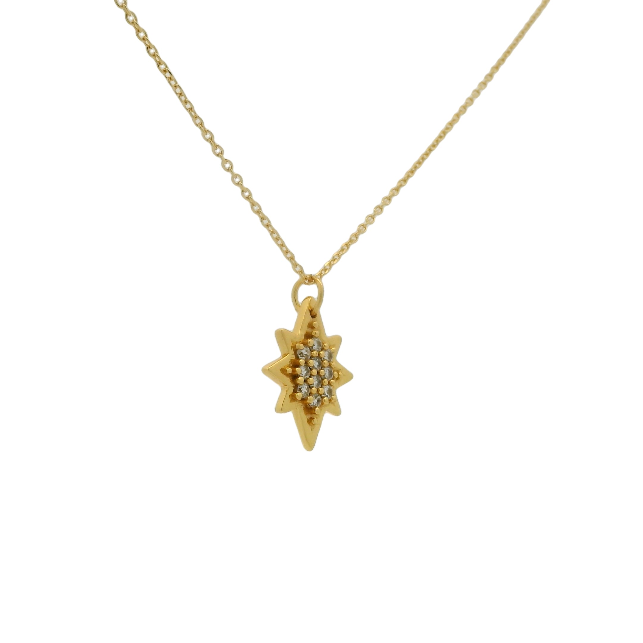 Collier doré rose des vents zircons 42 cm
