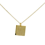 Collier doré plaque carrée "à la folie" et coeur 42 cm
