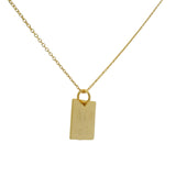 Collier doré plaque carrée "à la folie" et coeur 42 cm