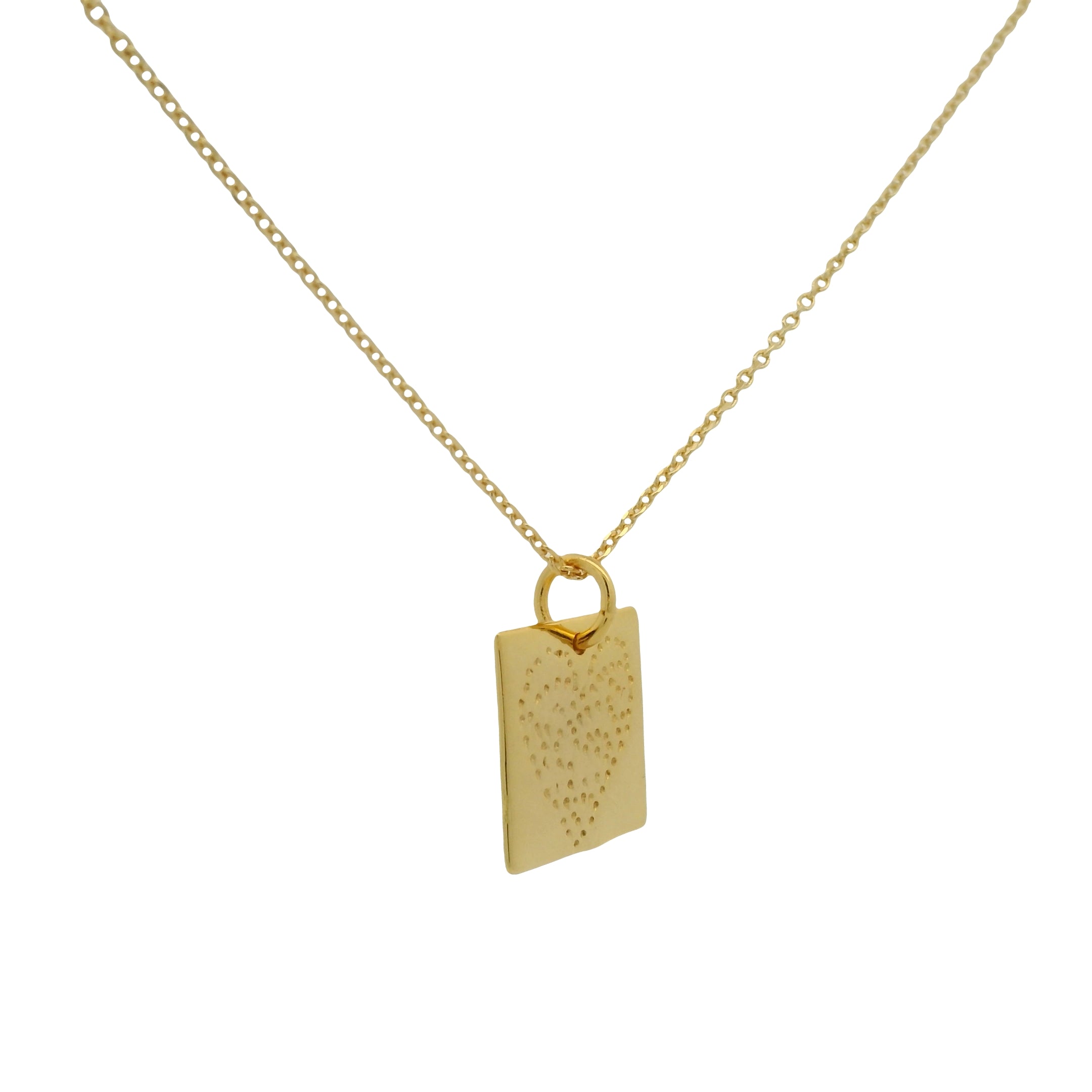 Collier doré plaque carrée "à la folie" et coeur 42 cm