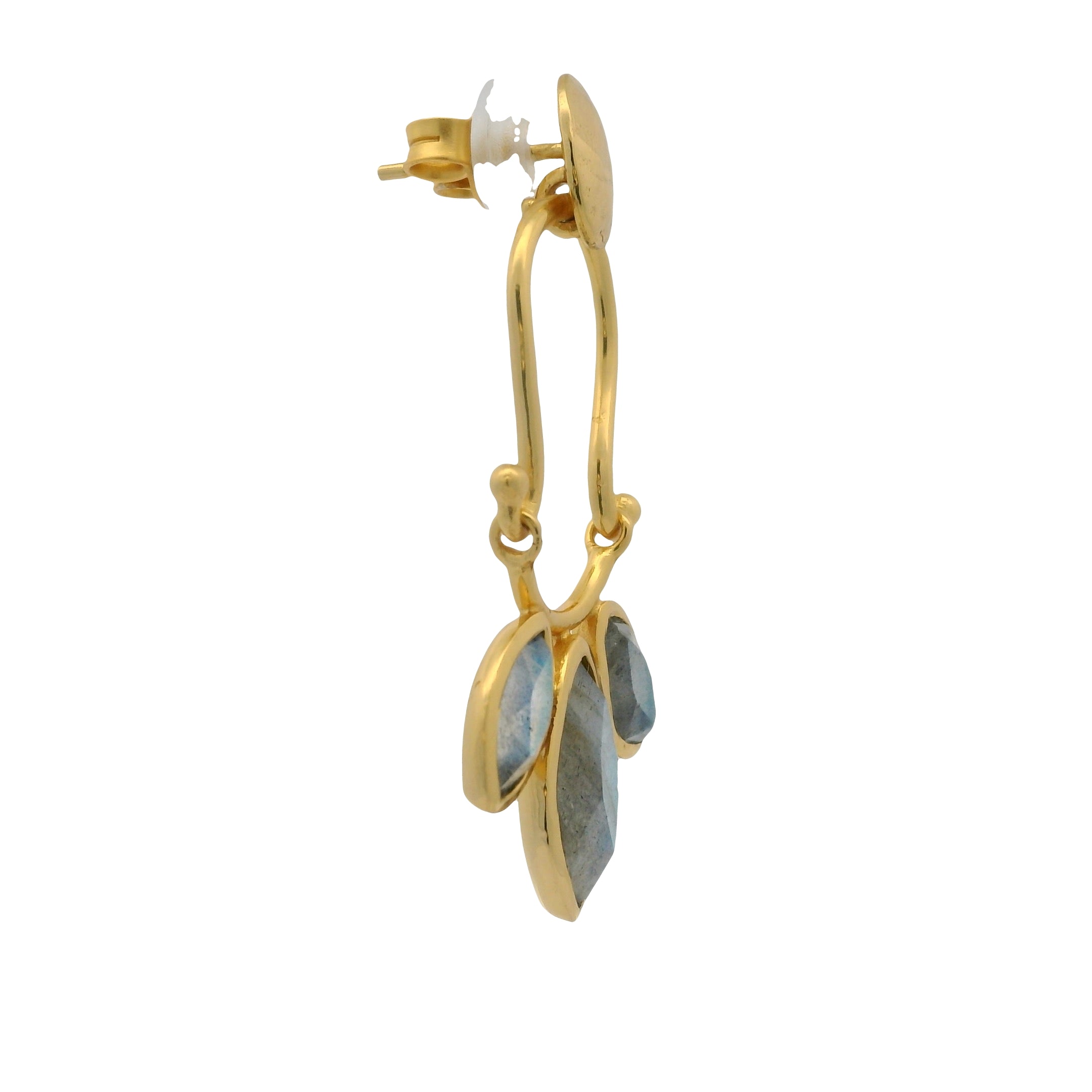 Boucles d'oreilles disque avec anneau et labradorite