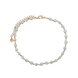 Chaine de cheville dorée perles de culture et améthyste