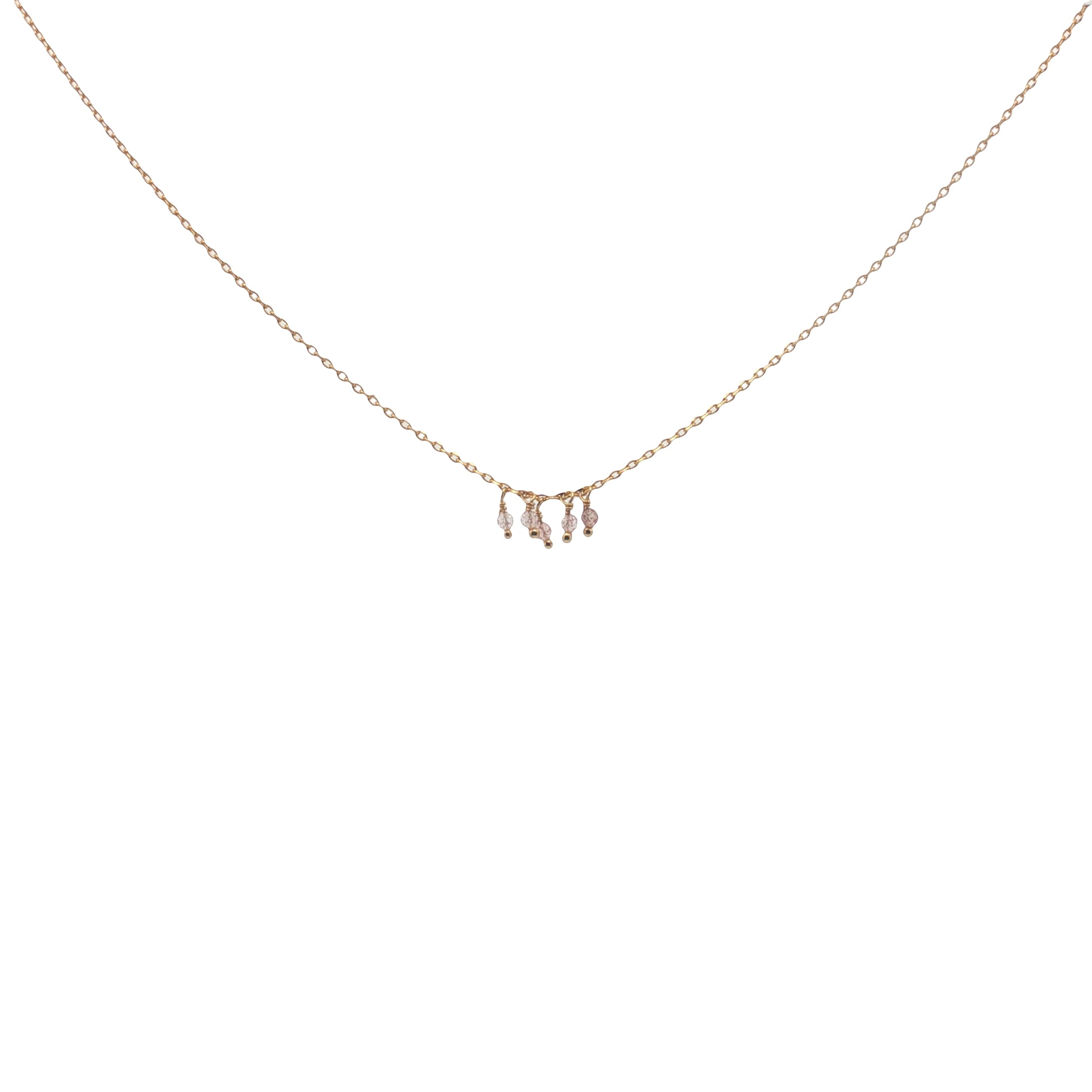 Collier doré pampilles pierres naturelles 40 cm