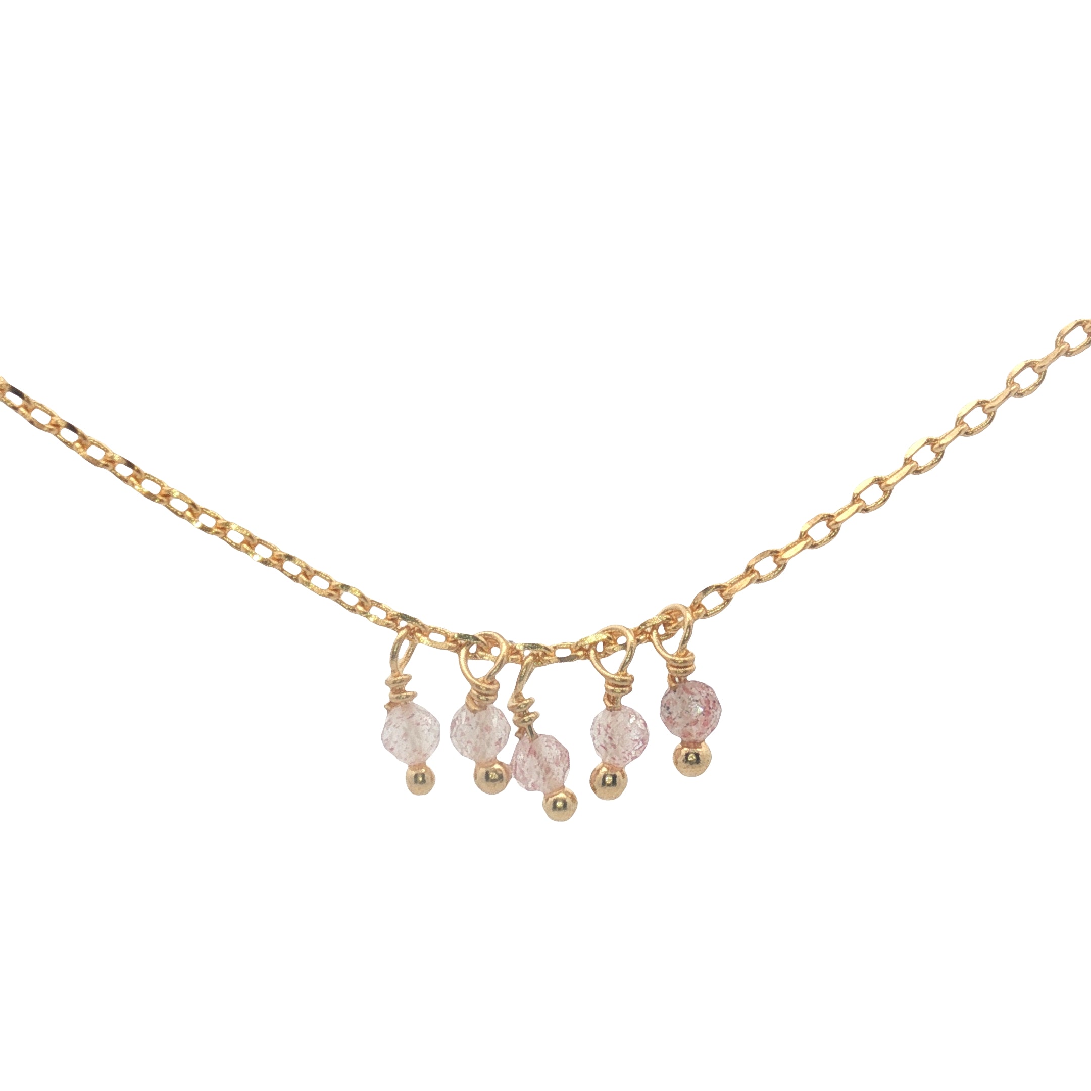 Collier doré pampilles pierres naturelles 40 cm