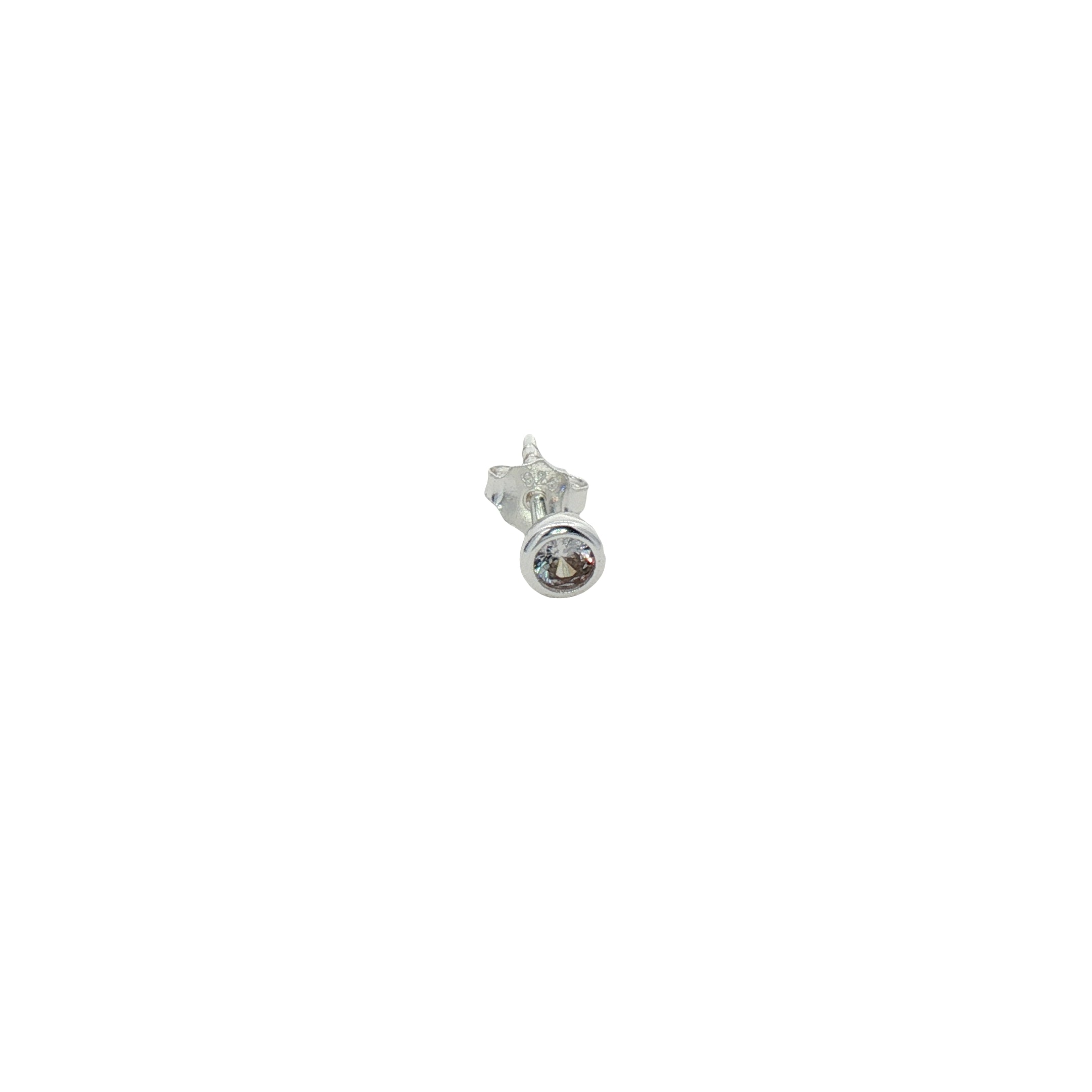 Boucle d'oreilles puce argent 925 zircon serti clos