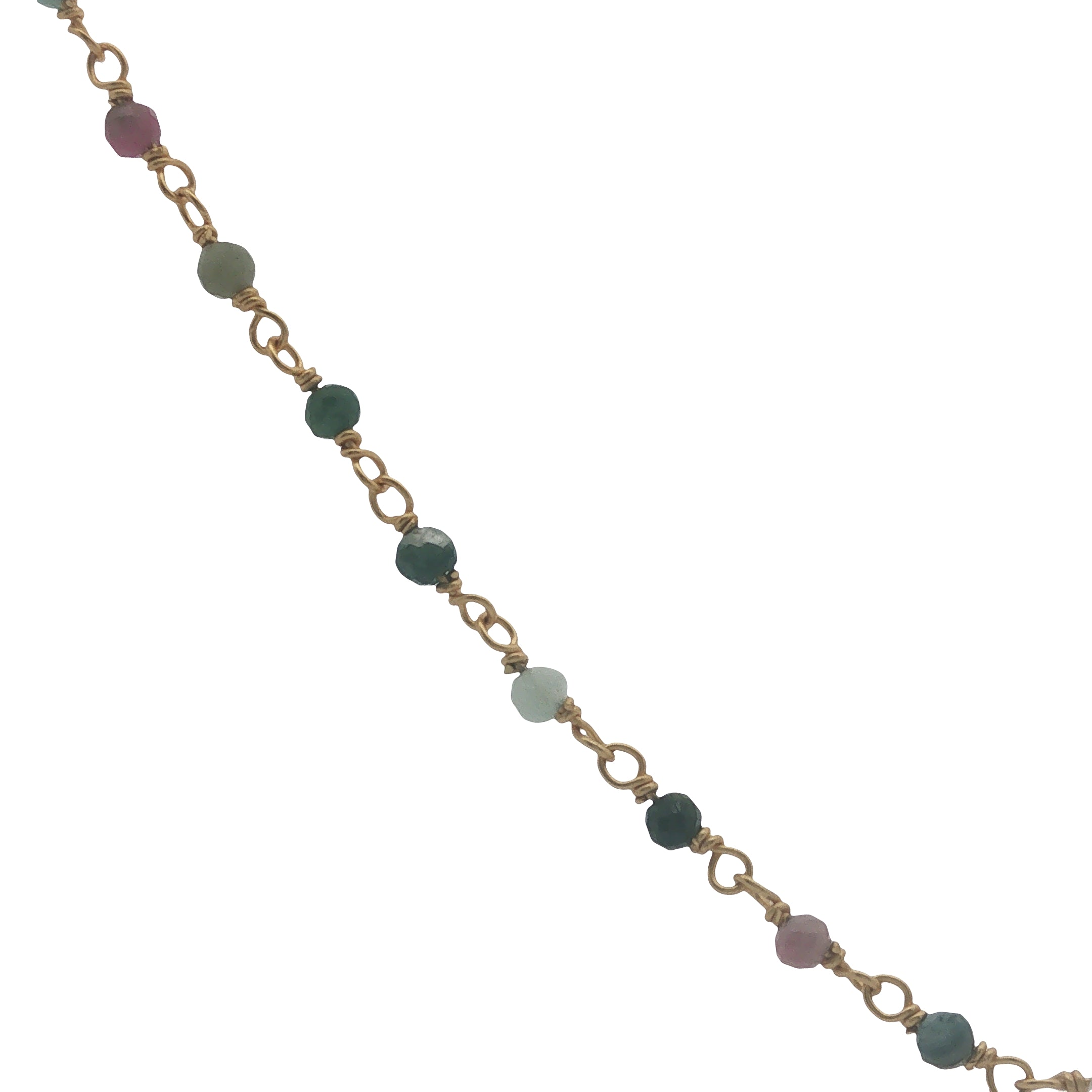 Collier doré chaine rosary en tourmaline avec pierre de lune au centre 42 cm