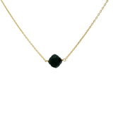 Collier doré trèfle facetté onyx noire 40 cm