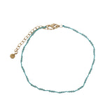 Chaine de cheville dorée cordon turquoise avec apatite