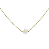 Collier doré pierre de lune rectangle