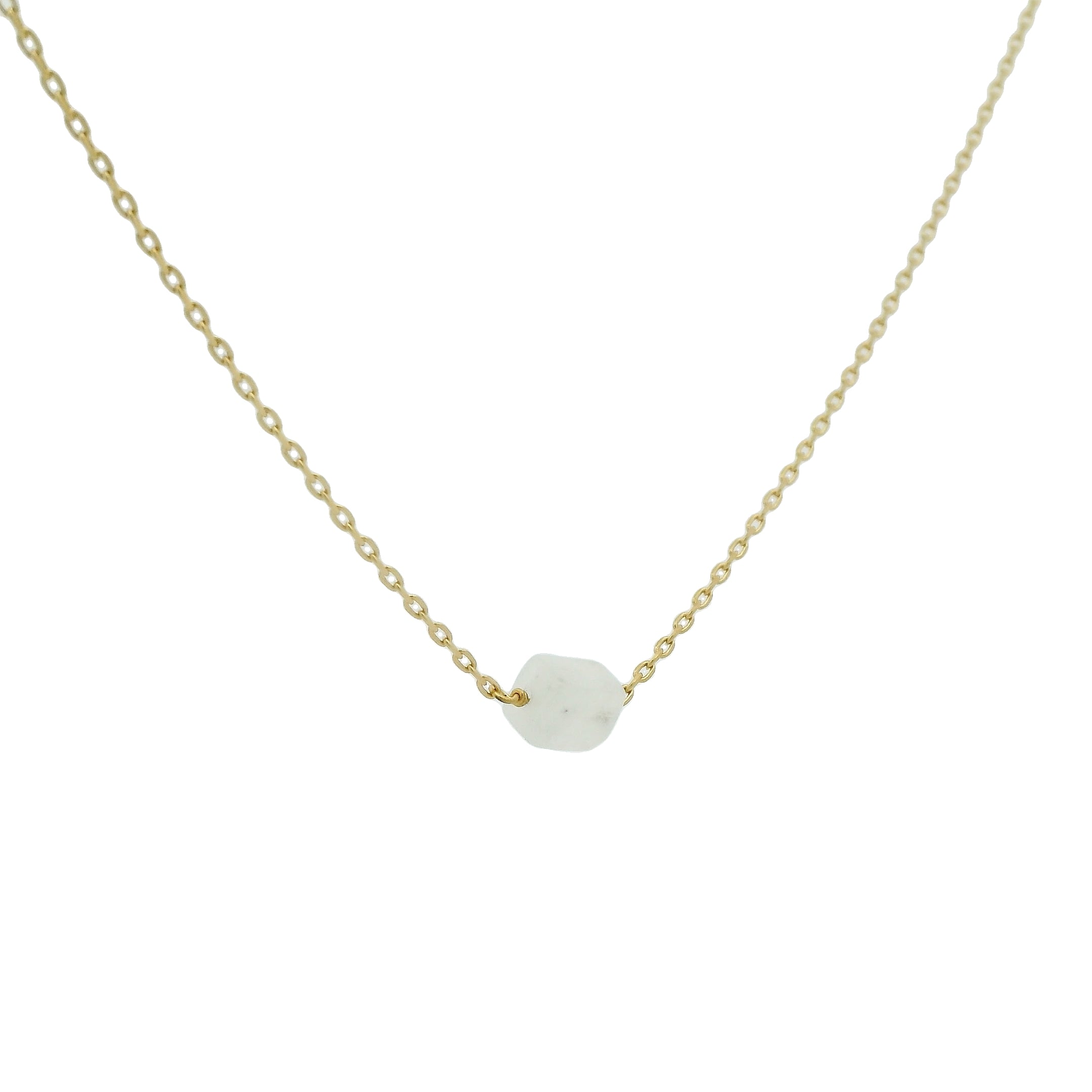 Collier doré pierre de lune rectangle