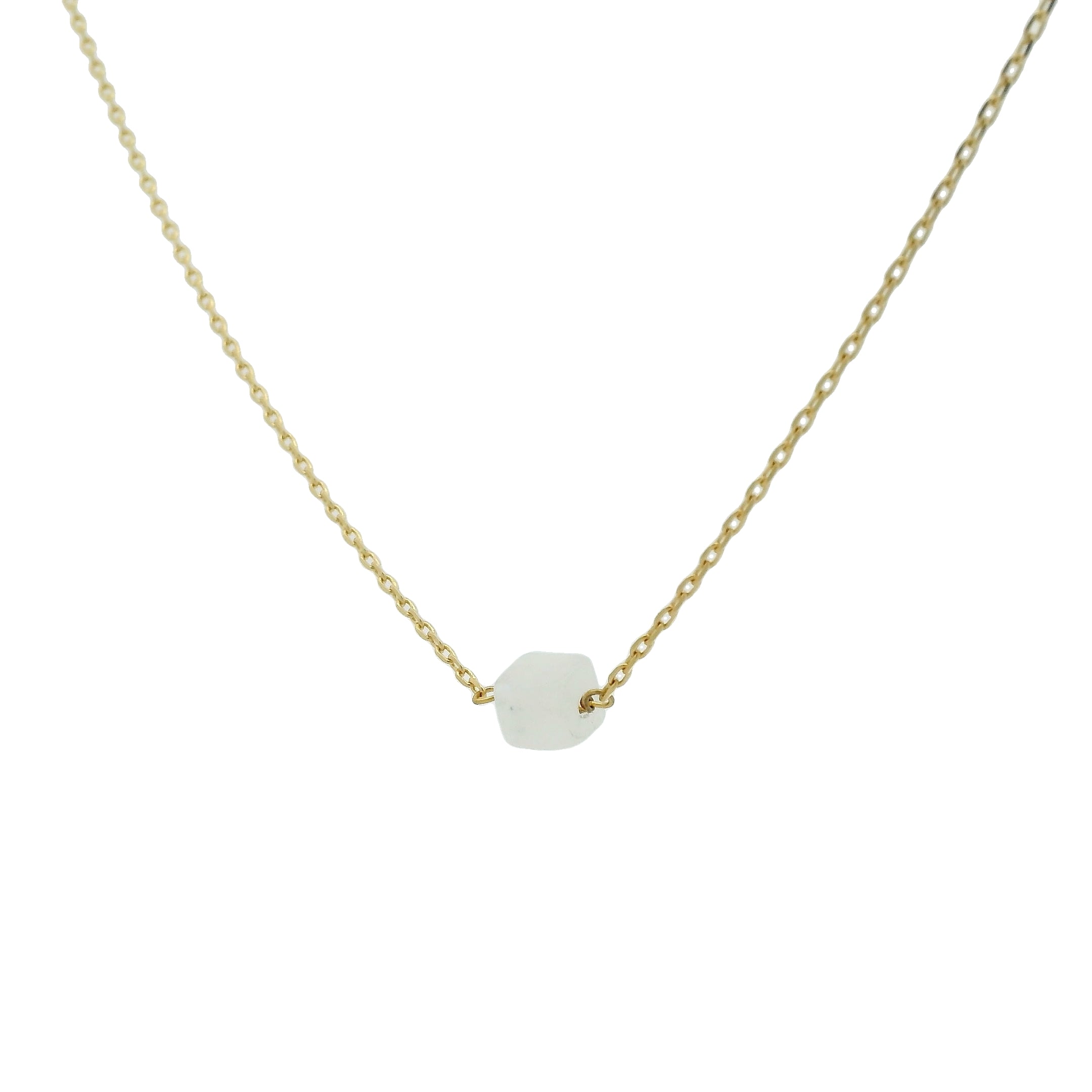 Collier doré pierre de lune rectangle