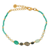 Golden bracelet with stones and small balls
