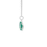 Collier en argent 925 trèfle onyx verte sertie 4 griffes 42 cm