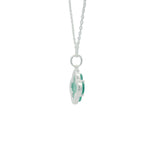 Collier en argent 925 trèfle onyx verte sertie 4 griffes 42 cm
