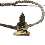 Bracelet doré cordon gris bouddha nacre