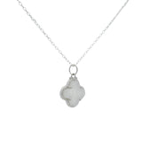 925 silver necklace with clover and natural stones