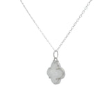 925 silver necklace with clover and natural stones