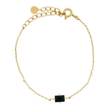 Bracelet doré pierre rectangle onyx noire