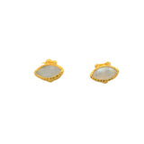 Boucles dorées et pierre de lune ovale