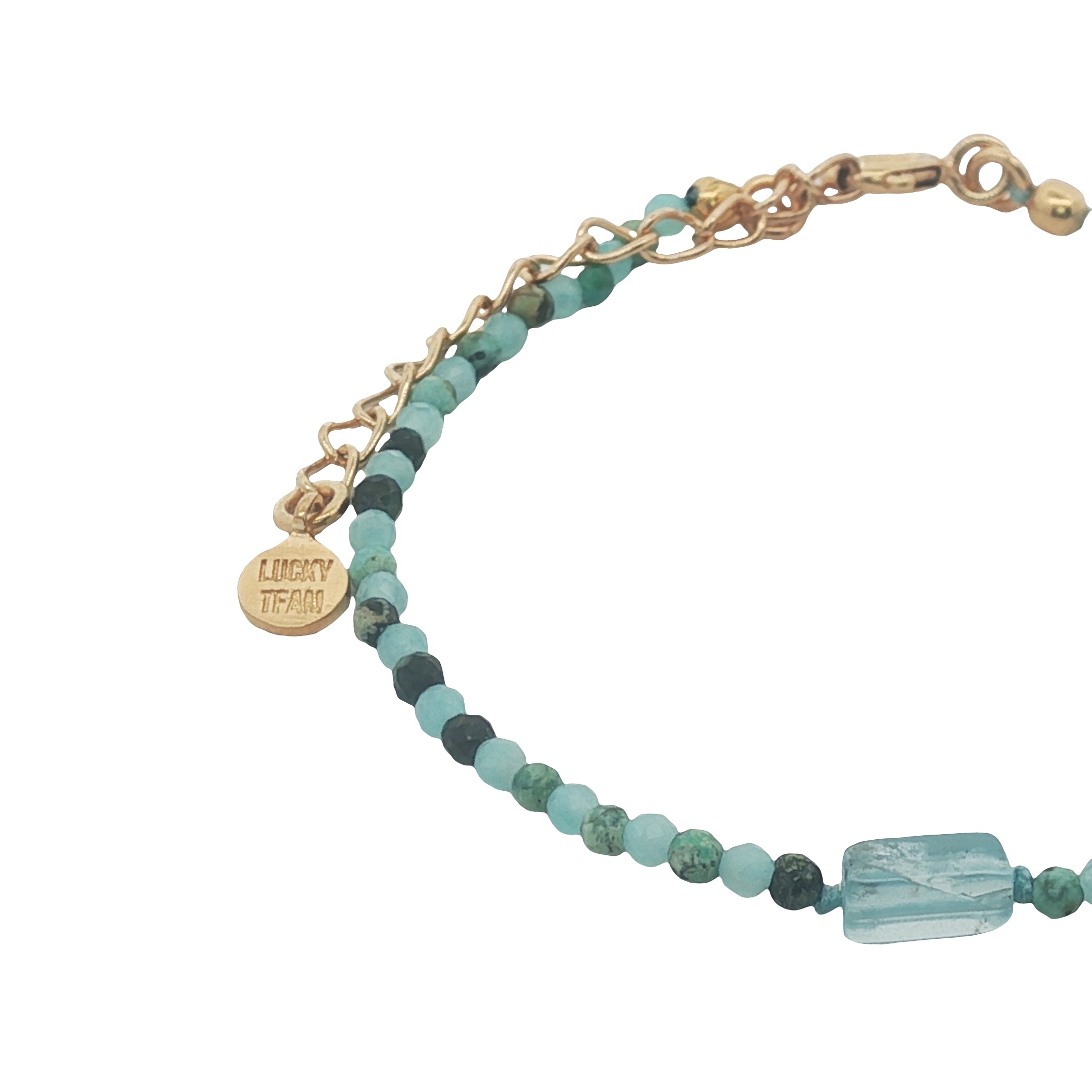Bracelet doré en tourmaline bleue et apatite