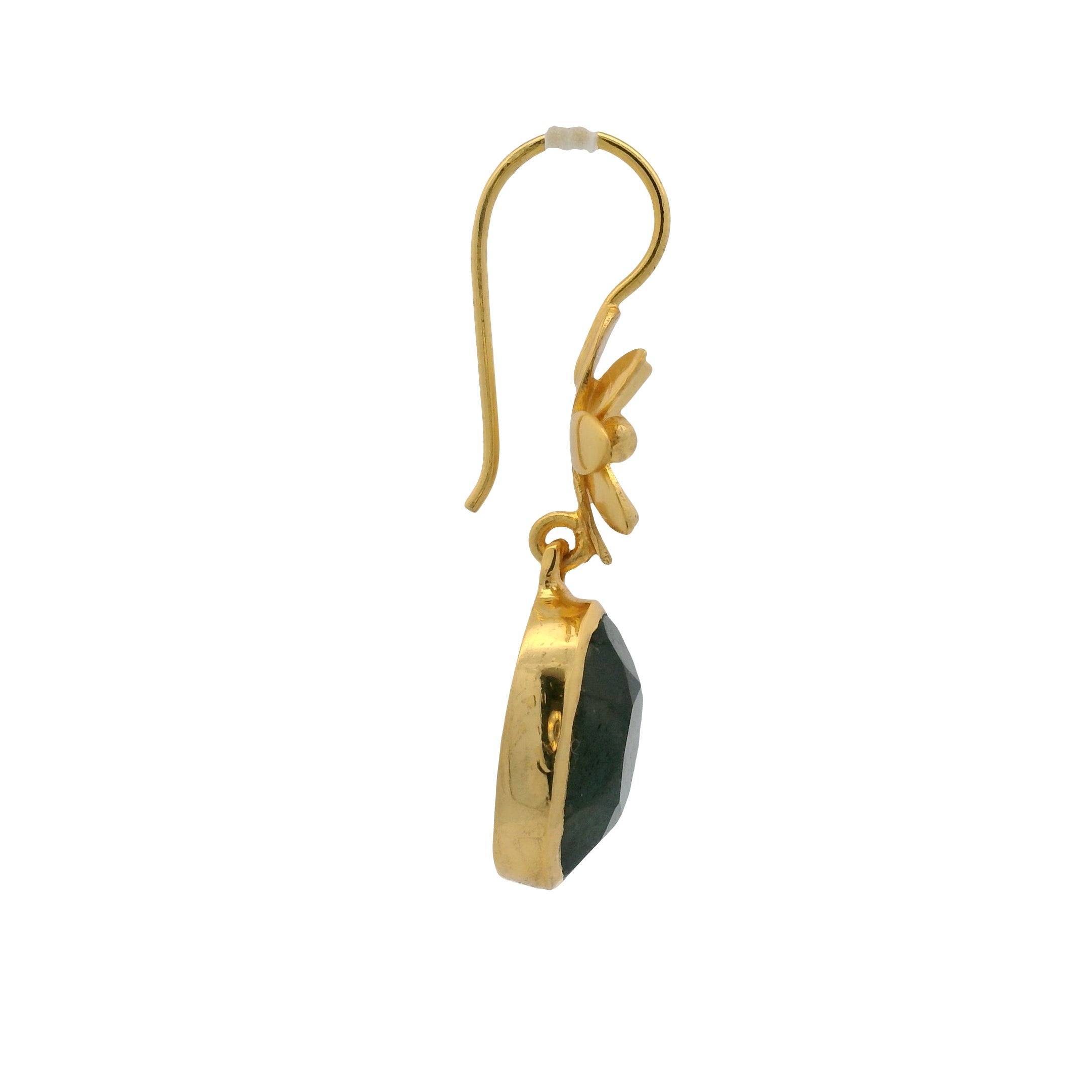 Boucles d'oreilles dorées fleur et labradorite