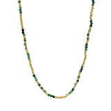 Collier doré rubis zoisite et perles dorées 42 cm