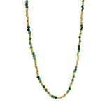Collier doré rubis zoisite et perles dorées 42 cm