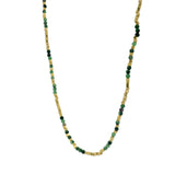 Collier doré rubis zoisite et perles dorées 42 cm
