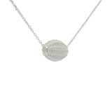 Collier en argent 925 pendentif graine et zircons blancs 42 cm