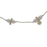 Collier doré fil blanc avec pampilles et perles de culture M 60 cm
