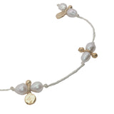 Collier doré fil blanc avec pampilles et perles de culture M 60 cm