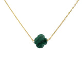 Collier doré Trèfle en pierre de Malachite facettée 40 cm