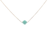 Collier doré grand trèfle en amazonite 40 cm